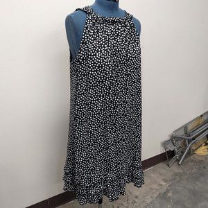 MSK Plus Size Black & White Polka Dot Dress Ruffle Bottom Sequins 2X